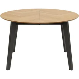 VCM Georgetown Esstisch Ø120/198 cm inkl. 2 Zusatzplatten, Fischgräte, Eiche dekor.