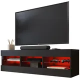 komodee Tivoli Lowboard 140 x 40,5 x 35,5 cm Schwarz/Schwarz Glas
