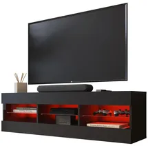 komodee Tivoli Lowboard 140 x 40,5 x 35,5 cm Schwarz/Schwarz Glas