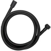 Wenko Duschschlauch 150 cm, Brauseschlauch ummantelt mit rostfreiem Edelstahl, passt an alle Duschköpfe dank 1/2" Standardanschluss, praktischer Verdrehschutz, trinkwasserzugelassen, Schwarz,