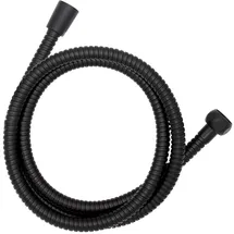 Wenko Duschschlauch 150 cm, Brauseschlauch ummantelt mit rostfreiem Edelstahl, passt an alle Duschköpfe dank 1/2" Standardanschluss, praktischer Verdrehschutz, trinkwasserzugelassen, Schwarz,