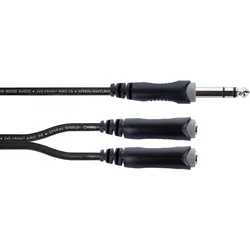 Cordial ELEMENTS 0,3m Plug 6,3 stereo black - 2x Jack Socket 6,3 stereo black- elements MIC 2 twin stereo