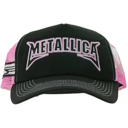 Metallica Metal-Band Baseball-Cap Baumwoll-Cap mit „Metallica“ Stickerei Trucker-Cap Fan-Mütze 2528MET Schwarz/Rosa/Weiß - One-Size