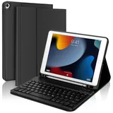 FOGARI Tastatur Hülle für iPad 10.2 | Tastatur für iPad 10.2 - Wiederaufladbar Abnehmbar QWERTZ Deutsches Tastatur für iPad 10.2/Pro 10.5 - Schwarz