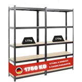 Proregal Lagerregal Metall 180x90x40 cm schwarz 5 Fachböden