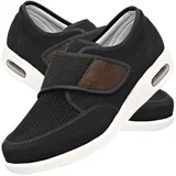 Möge Orthopädische Herren Sneaker Hausschuhe Rutschfest Senioren Klettverschluss Schuhe Schuhe Geschwollene Füße (Color : Black, Size : 47 EU) - 47 EU