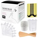 Milukon Nose Wax Kits Nasenwachs Set für Männer und Frauen, Nasenhaarentfernungswachs mit 100g Nasenhaarwachs,20 sichere Applikatoren, 10 Holzapplikatoren, 10 Behälter und 10 Schnurrbartschablonen