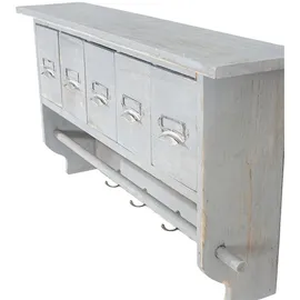 MCW Garderobe MCW-C49, Wandgarderobe Wandregal, Vintage mit 5 Schubladen 32x65x13cm ~ Shabby Look, grau