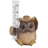 FUANA Regenmesser aus Kunstharz mit Eulen-Design, 12 cm, Wettermessung, Außendekoration, Veranda, Terrasse und Hinterhof