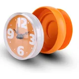 Nikou wasserdichte Duschuhr, Saugnapfuhr Wanduhr Mini Analoge Badezimmeruhr Digitalen Uhr für Badezimmer Wandfensterspiegel (Orange)