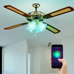 etc-shop Decken Ventilator App Sprach Steuerung Luft Kühler Lampe DIMMBAR im Set inkl. RGB LED Leuchtmittel