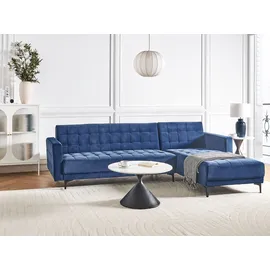 Beliani Modul Eckschlafsofa 4-Sitzer ABERDEEN Samtstoff Blau linksseitig