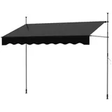 COSTWAY Klemmmarkise Gelenkarmmarkise 250cm breit, mit Handkurbel, Balkon schwarz 250 cm x 300 cm