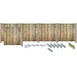 Sichtschutzelement KONIFERA "FULLERTON", grün, H:180cm, Holz, Stahl, Zaunelemente, Rustikale Bohlen, verschiedene Längen