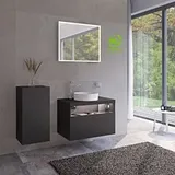 Keuco Stageline Mittelschrank 40 x 78,2 x 36 cm, Dekor Vulkanit, Glas Vulkanit satiniert, 1-türig, Anschlag links