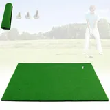 GYMAX COSTWAY 150 x 100cm Golf Abschlagmatte, Golf Übungsmatte inkl. 3 Gummi-Tees, Golfmatte mit 2 Abschlagpositionen, für Indoor und Outdoor