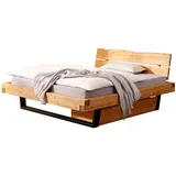 Lomadox Schlafzimmer-Set BRANTFORD-69, (Spar-Set, 3-tlg., Bettgestell Bettschubkästen), Liegefläche 180x200, Holzkopfteil, Kiefer massiv eichefarben geölt braun 198 cm x 88 cm x 222 cm