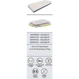 58 aufm Kessel Taschenfederkern Matratze Karon 200x160x19 PolyurethanSchaum Beige | Beige