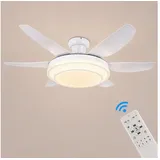 Euroton Deckenventilator Deckenventilator LED Beleuchtung 6 Geschwindigkeiten timer 2 Stunden, Lichtfarbe und Helligkeit stufenlos einstellbar weiß