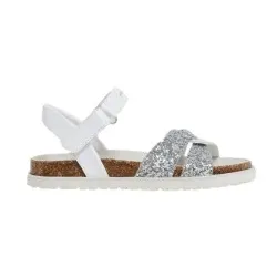 Pepe Jeans für Mädchen. PGS80001 Silberne Berliner Sandalen (38), Wohnung, Klettverschluss, Lässig, Kinderbekleidung