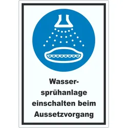 Wassersprühanlage einschalten beim Aussetzvorgang Aufkleber A8 (52x74mm)