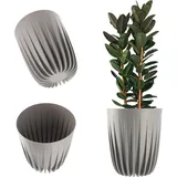 Kadax Blumentopf aus Kunststoff, rund, 19 cm, Hellgrau
