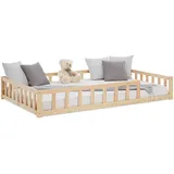 Homestyle4u Bodenbett Natur Montessori Kinder- Holzbett Kinderbett mit Rausfallschutz Lattenrost - Jugendzimmer, Kindermöbel, Kinderbetten, Kindereinzelbetten