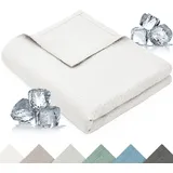 Blumtal Kühldecke 150x200 cm - Bambus Sommerdecke für Sofa - Bett, atmungsaktiv & kühlend – ideal als Reisedecke- Naturbelassen - Naturbelassen