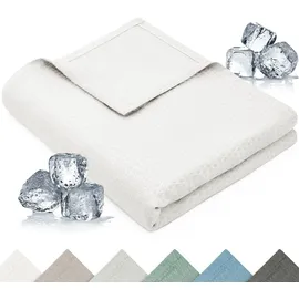 Blumtal Kühldecke 150x200 cm - Bambus Sommerdecke für Sofa - Bett, atmungsaktiv & kühlend – ideal als Reisedecke- Naturbelassen - Naturbelassen