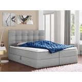 Sofnet Boxspringbett Best mit 2 Bettkästen, Doppelbett mit Bonell-Matratze und Topper, Bett, - 140 x 200 - Grau (Inari 91),
