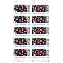 Frankaturware Markenset 10x Briefmarken zu 0,80 € Weihnachten selbstklebend