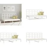 vidaXL Tagesbett Weiß 90x200 cm Massivholz Kiefer - Tagesbett - Tagesbetten - Tagesbett Holz - Tagesbett Massivholz - Weiß