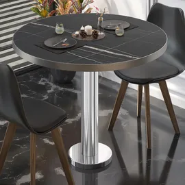 GGM Möbel Bistrotisch Ø 60 x 75 cm Schwarz Marmor/Edelstahl