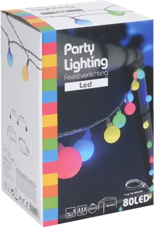 Girlande 80 mehrfarbige LEDs, lebendige Farben, Ip44, 16 m