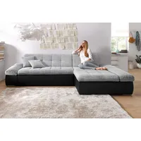 Ecksofa DOMO COLLECTION "MORIC 300x172 cm, XXL-Sofa mit viel Platz, L-Form, auch in Cord", silber, B:300cm H:80cm T:172cm, Kunstleder SOFTLUX / Struktur (90% Polyester/ 10% Polyacryl);Microfaser PRIMABELLE (100% Polyester)/ Struktur (90% Polyester/ 10% Polyacryl);Cordbezug 100% Polyester, Sofas, Ecksofa, wahlweise mit Bettfunktion und Armteilverstellung, schwarz-silber