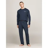 Tommy Hilfiger Pyjama TOMMY HILFIGER UNDERWEAR "LS JERSEY PJ SET - MINI STRIPE" Gr. L (52), blau (desert sky) Herren Homewear-Sets mit Streifenmuster