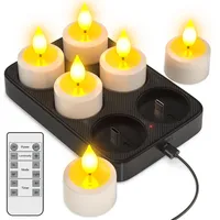 Yme 6er LED Teelichter Wiederaufladbar mit Ladestation und Fernbedienung