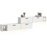 Home Affaire Schrank-Set HOME AFFAIRE "ENESTE, 6-teilig, in verschiedenen Farben, individuell kombinierbar", weiß, B:276cm H:34cm T:97cm, Spanplatte, Kastenmöbel-Sets, inkl. Beleuchtung, Stauraumelement, Kombination, Schrankwand, Lowboard
