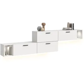 Home Affaire Schrank-Set HOME AFFAIRE "ENESTE, 6-teilig, in verschiedenen Farben, individuell kombinierbar", weiß, B:276cm H:34cm T:97cm, Spanplatte, Kastenmöbel-Sets, inkl. Beleuchtung, Stauraumelement, Kombination, Schrankwand, Lowboard