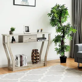 Costway Flurtisch Konsolentisch 120x30x81 cm grau