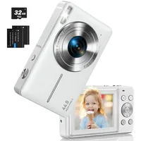 Digitalkamera, FHD 1080P Kamera Fotoappara 44MP Autofokus Kinder Kamera mit 32GB SD-Karte, 16X Digitalzoom, 2 Batterien, 2,7'' IPS Bildschirm, Vlog Kamera für Kinder Teenager Anfänger (Weiß)