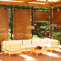 vidaXL Garten-Lounge-Set 8-tlg. creme Kiefernholz