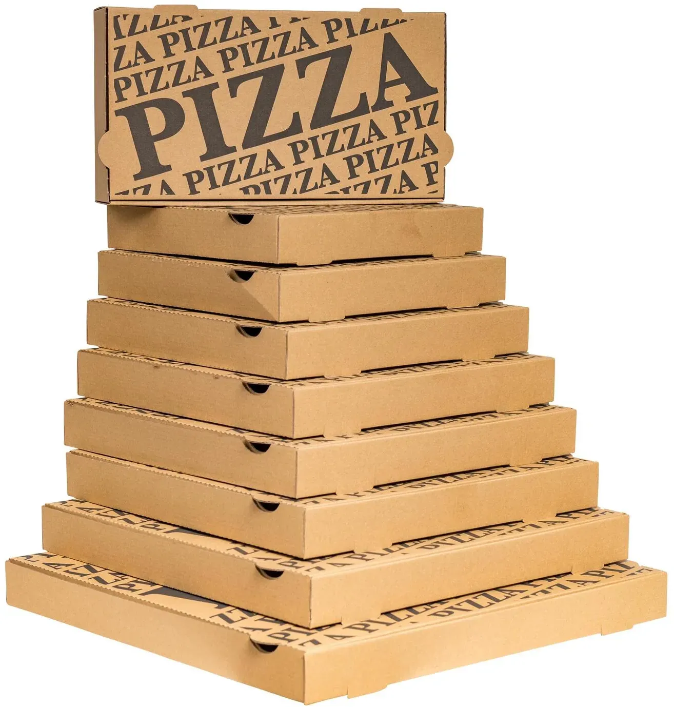 Pizzakarton Ecoline mit neutralem Motiv, 26 x 26 x 4 cm, 100 Stk.