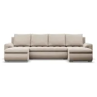 Mebligo - Ecksofa mit Schlaffunktion und 3 Bettkasten FORESTA 302x89x159 (BxHxT) Beige - Couch U Form, Sofa im Sitz: Wellenfeder + Schaumstoff, Sofas & Couches, Eckcouch