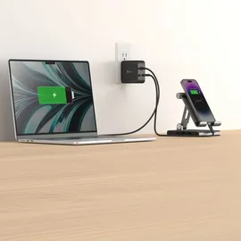 j5create 102-Watt-GaN-PD-USB-C-Reiseladegerät mit 2 Anschlüssen, einschliesslich austauschbaren Netzs (102 W) Schwarz