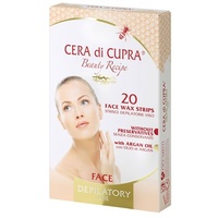 Cera di Cupra, Enthaarungsstreifen für Gesicht und empfindliche Bereiche, 20 Streifen + 2 Tücher nach der Enthaarung, entfernen effektiv überschüssige Haare, Dermatologisch Getestet