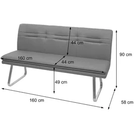 Mendler Sitzbank HWC-H70, Esszimmerbank Bank Polsterbank, Rückenlehne Stoff/Textil Edelstahl gebürstet ~ braun 160cm