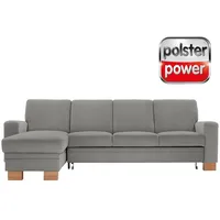 polsterpower Ecksofa - Belle silver - mit Funktionspaket - Recamiere links Sofa