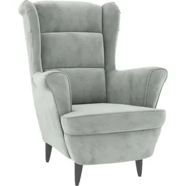 vidaXL Ohrensessel mit Hocker Hellgrau Samt