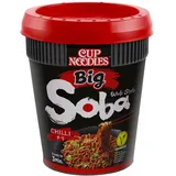 Nissin Cup Noodles Soba BIG – Chili, 1er Pack, Wok Style Instant-Nudeln japanischer Art, mit Chili-Sauce, -Schoten & Gemüse, schnell im Becher zubereitet, asiatisches Essen, große Portion (115 g)